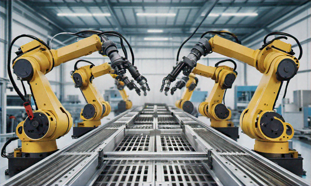 AI-powered robots in a manufacturing facility